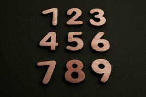 Numbers on a dark background. Seamless pattern. Toned. photo