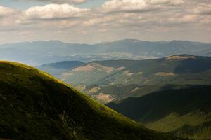 Summer landscape in the Carpathian mountains. View of the mountain peak Hoverla. Bautiful Ukrainian mountain Carpathian Hoverla. photo