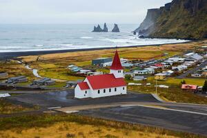 Picturesque landscape with green nature in Iceland photo