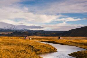 Picturesque landscape with green nature in Iceland photo