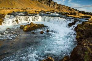 Picturesque landscape with green nature in Iceland photo