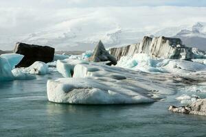 Picturesque landscape with green nature in Iceland photo