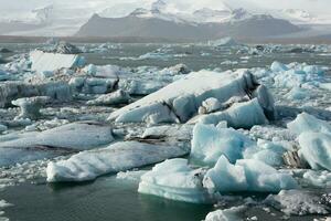 Picturesque landscape with green nature in Iceland photo