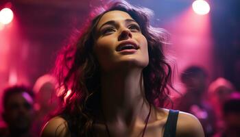 AI generated Young adults partying at a nightclub, enjoying the performance on stage generated by AI photo
