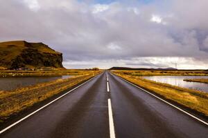 Picturesque landscape with green nature in Iceland photo