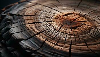 AI generated Old tree trunk with concentric tree rings, a symbol of history generated by AI photo