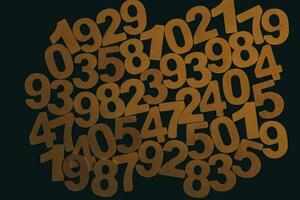 Colorful wooden numbers on a blackboard background with space for text photo