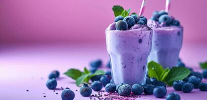 AI generated delicious blueberry smoothie smoothies. photo