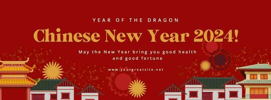 red chinese new year banner for social media design ideas template