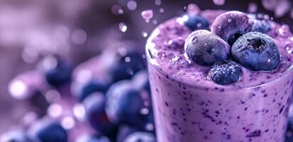 AI generated the purple smoothie with blueberries. photo