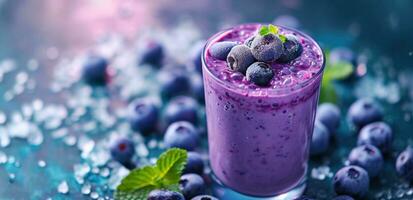 AI generated the purple smoothie with blueberries. photo