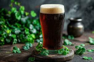 ai generado ioscoin trébol el mejor irlandesa cerveza con tréboles foto