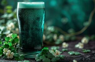 AI generated ioscoin's shamrock the best irish beer with clovers photo