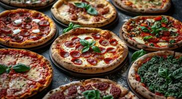 AI generated several different types of pizzas photo