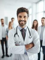 AI generated Male Doctor Consulting in Clinic, AI Generated photo