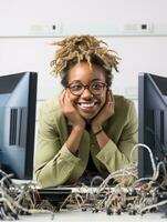 AI generated Skilled Female Programmer at Work, AI Generated photo