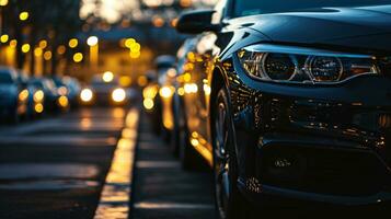 ai generado coche estacionado a al aire libre estacionamiento lote. usado coche para rebaja y alquiler servicio. coche seguro antecedentes. automóvil estacionamiento área. coche concesión y comerciante agente concepto. automotor industria. foto