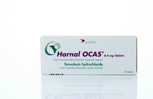 CHONBURI, THAILAND-OCTOBER 22, 2023 Harnal OCAS. Tamsulosin medicine for treatment Benign Prostatic Hyperplasia. Film-coated prolonged release tablet. Product of Astellas Pharma for treatment BPH. photo