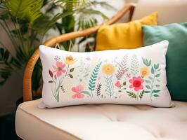 AI generated Decorative Throw Pillow Mockup for Interior Styling - AI Generated photo