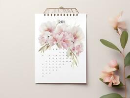 ai generado elegante pared calendario Bosquejo para hogar y oficina - ai generado foto