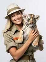 AI generated Caring Female Zookeeper, AI Generated photo