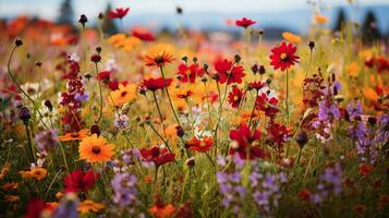 ai generado otoño flor silvestre prado encanto - ai generado foto