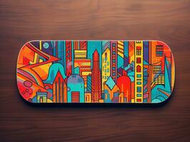 AI generated Trendy Skateboard Deck Mockup for Sports and Lifestyle - AI Generated photo