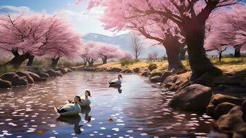 AI generated Springtime Cherry Blossom Splendor - AI Generated photo