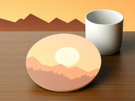 AI generated Elegant Ceramic Coaster Mockup for Tableware - AI Generated photo