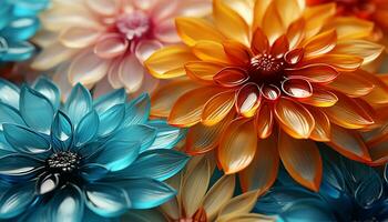 AI generated Vibrant colored petals create a beautiful floral pattern in nature generated by AI photo
