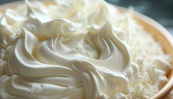 AI generated Whipped cream dessert, fresh and sweet, homemade gourmet delight generated by AI photo