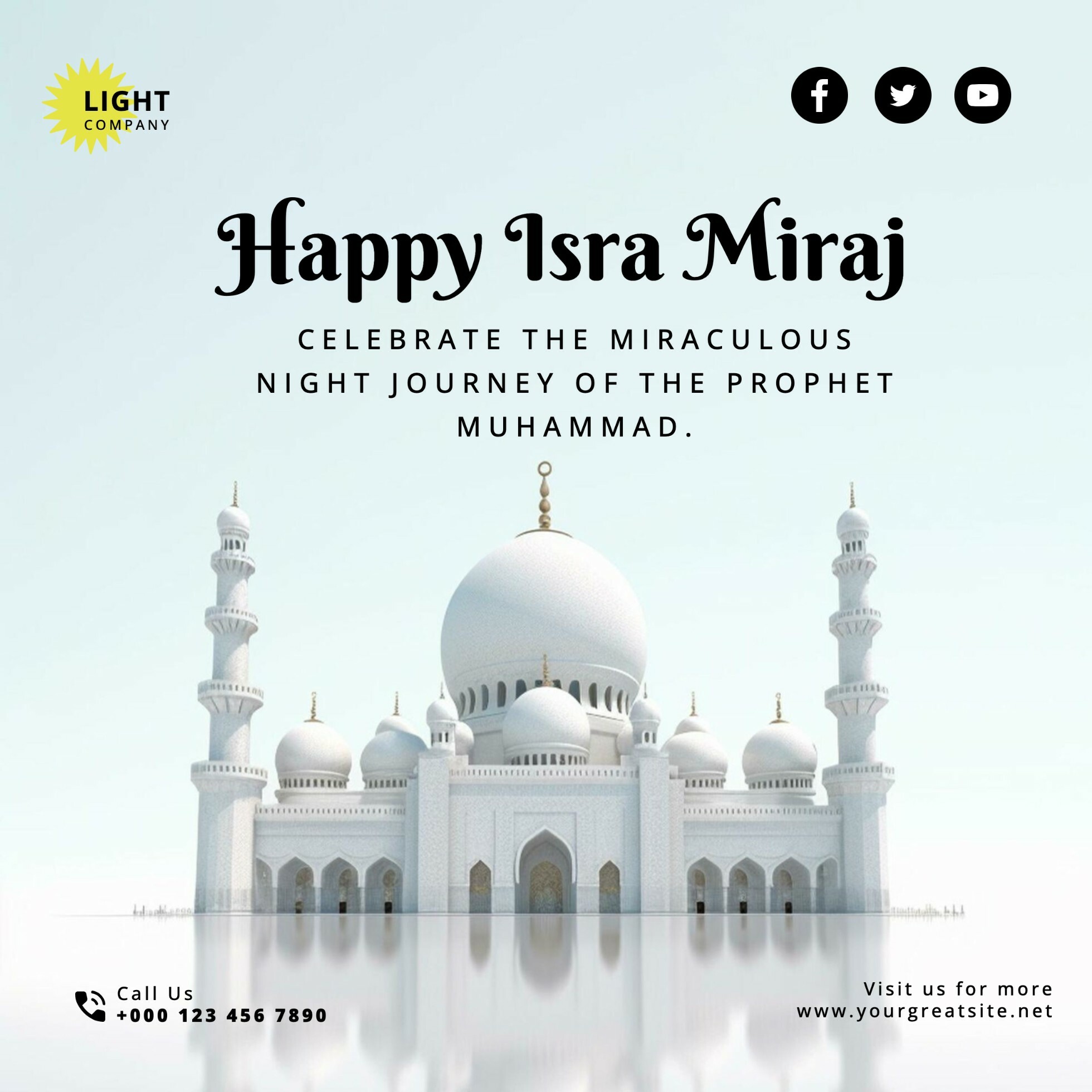 minimalist isra miraj social media post template design ideas