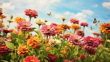 AI generated Late Summer Zinnia Field Radiance - AI Generated photo
