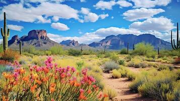 AI generated Desert Bloom Oasis with Cacti - AI Generated photo