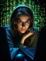 AI generated Skilled Female Programmer at Work, AI Generated photo