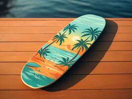 AI generated Trendy Skateboard Deck Mockup for Sports and Lifestyle - AI Generated photo