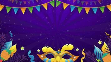 Colorful Carnival Background with Mask and Garlands video