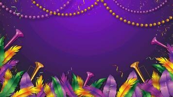 Mardi Gras Carnival Frame Background with Feathers and Beads video