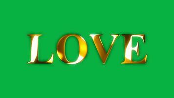 4k love text gold effect animation with green screen video