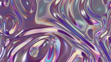 Holographic abstract liquid metal background. Rainbow, multi-colored, delicate purple, blue cheerful, childish, synthesized, creative screen for presentation text. Video, 4k. video