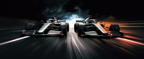 AI generated two mullan drivers roaring around the track at night photo