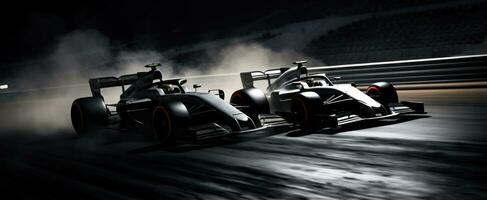AI generated two mullan drivers roaring around the track at night photo