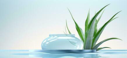 AI generated pot of aloe with aloe vera in the water, surreal animation photo