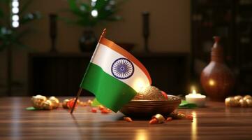 AI generated video stock indian happy new year greetings indian flag photo