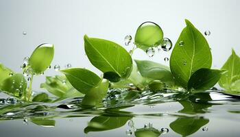 ai generado Fresco verde hoja refleja belleza de naturaleza en verano soltar generado por ai foto