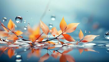 ai generado vibrante otoño hojas reflejar en tranquilo agua, exhibiendo naturaleza belleza generado por ai foto