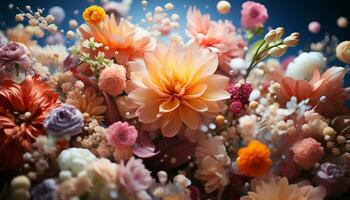 AI generated The underwater reef showcases vibrant, multi colored flowers in nature generated by AI photo