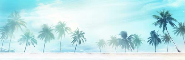 ai generado algunos palma arboles en un blanco playa foto