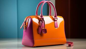 AI generated Fashionable purple satchel adds elegance to summer shopping generated by AI photo