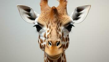 AI generated Cute giraffe looking at camera, beauty in nature, generated by AI photo